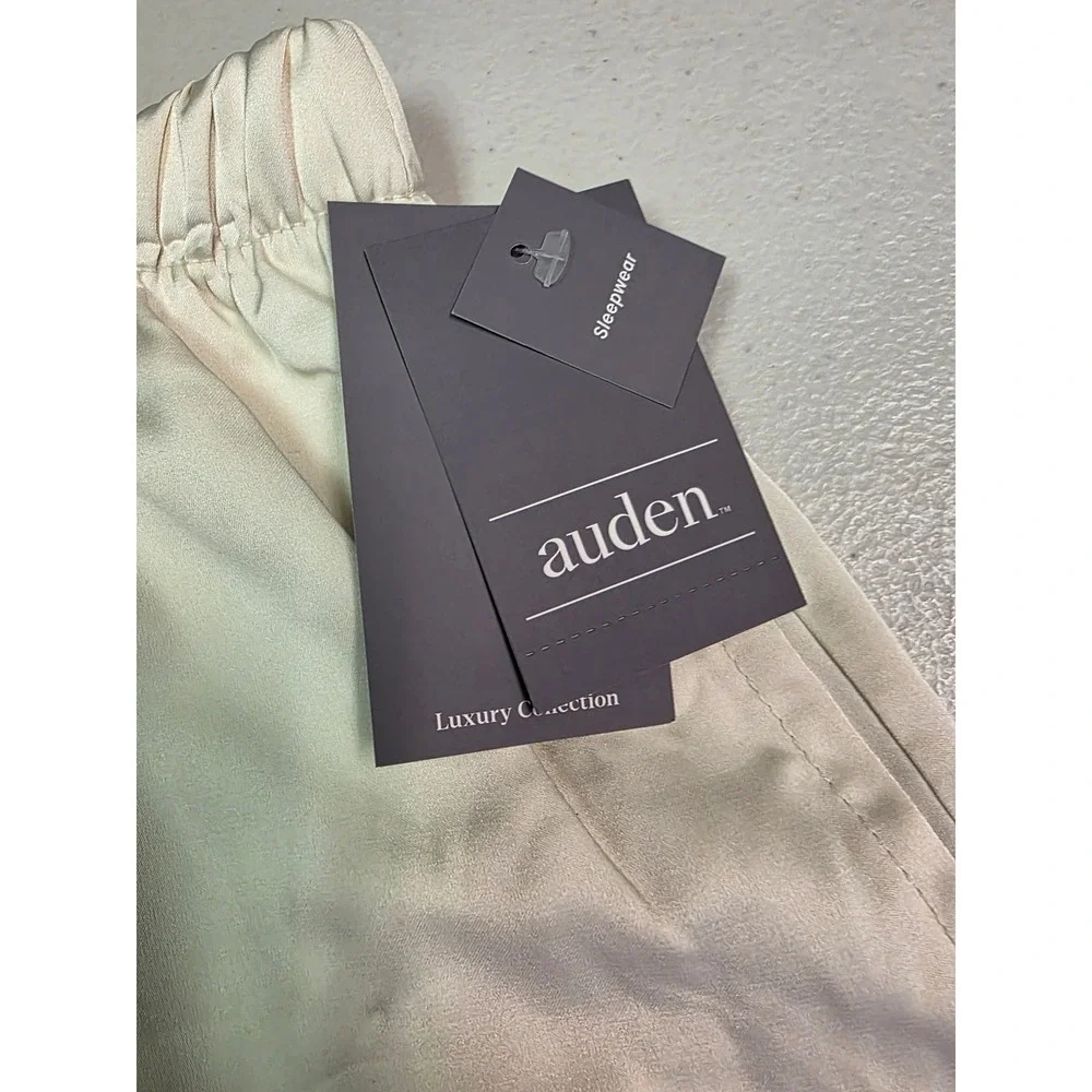 Auden Luxury Collection Women Satin Sleep Shorts Cream‎ White Size Large